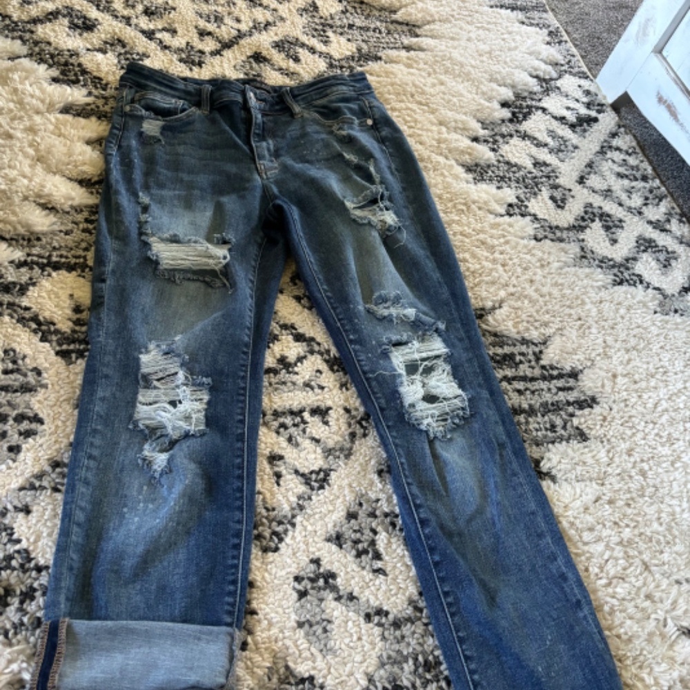 Judy Blue boyfriend bleach splatter 11/30 jeans